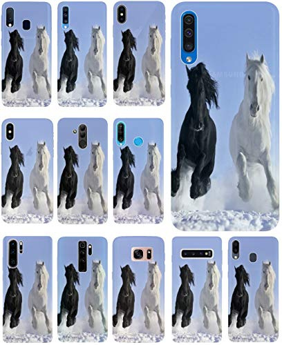 KuMo Hülle für Apple iPhone 5 / 5s / SE Handyhülle Design 509 Pferd Pferde Schwarz Weiß im Schnee aus flexiblem Silikon SchutzHülle Softcase HandyCover Hülle für Apple iPhone 5 / 5s / SE