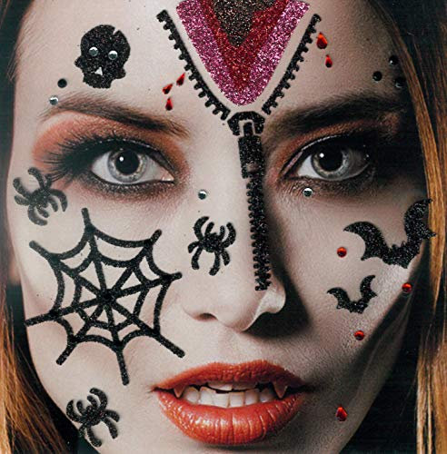 Brandsseller Gesichts-Tattoo Blut - Aufkleber Set Klebetattoos Temporäre Tattoos Halloween/Karneval Rot