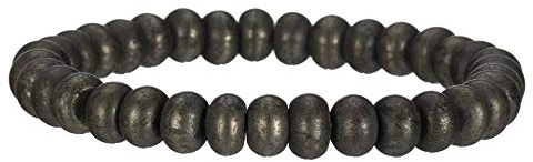 BVFRA Steinarmband,Vintage Boho Unisex 7 Chakra Naturperlen Verstellbarer Armreif Oblate Oval Schwarz Pyrit Stein Perlen Armbänder Geburtstagsfeier Für Frauen Männer Freund Geschenk