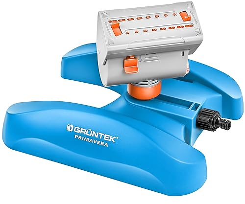 GRÜNTEK Mini Lawn Sprinkler – Oscillating Sprinkler with 16 Nozzles | Covers up to 378 m² | Turbo Engine | EU & US Connector