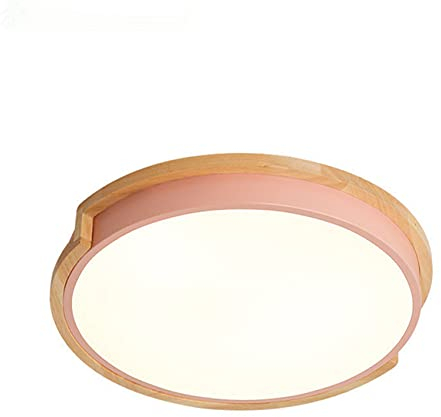 BigPinwheel LED Deckenleuchte Mit Fernbedienung Dimmbar, Bunte Macaron Kreative Runde Deckenleuchte Mit Massivholz Für Schlafzimmer, Esszimmer, Wohnzimmer, Flur (Rosa, 32cm)