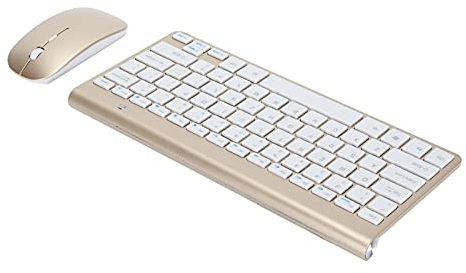ciciglow Wireless Keyboard Mouse Combo, 78 Key Ultraslim 2.4Ghz Keyboard and Mouse Set for Windows Macbook Laptop Desktop(gold)