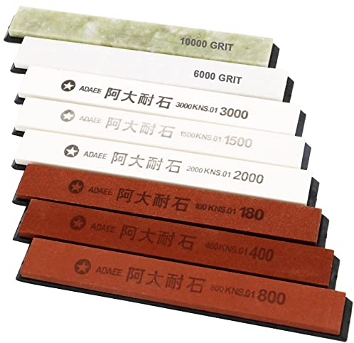8-Packs Knife Sharpening Stones for RUIXIN Pro RX-008 Knife Sharpener Fixed-angle kit, Professional Whetstone Set Grindstone Polishing Stone with Base 180/400/800/1500/2000/3000/6000/10000 Grit