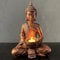 FGXY Bouddha Figurine, Statue de Bouddha thaï en méditation, Statuette de Bouddha Assis avec bougeoir, Statue de Bouddha en polyrésine, pour l'intérieur et l'extérieur,Cuivre