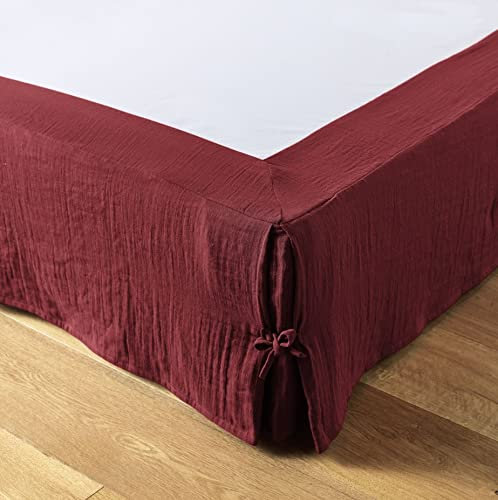 Cache sommier Gaze de Coton Gaia 160x200cm Lie de vin