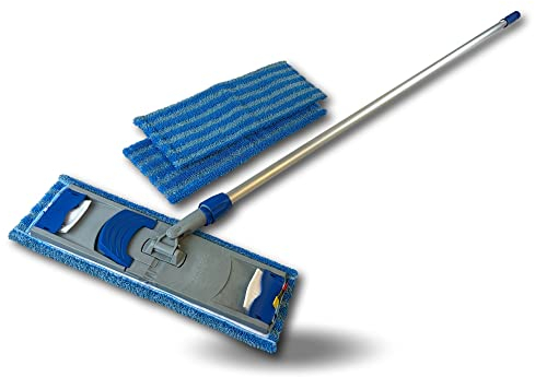 Balai Easy press| Avec 3 serpillières, frange microfibre avec œillets 40 cm | Lavage tous sols | Manche alu articulé | Lavage, dégraissage carrelage, stratifié, parquet | Kibros EASYBAL3