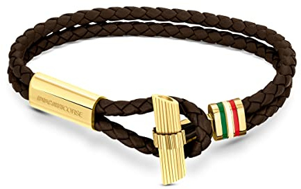 Ducati Lederarmband für Herren Collezione Braun/Goldfarben edles Armband aus geflochtenem Leder in Dunkelbraun, Länge 20,5 cm, DTAGB2136803