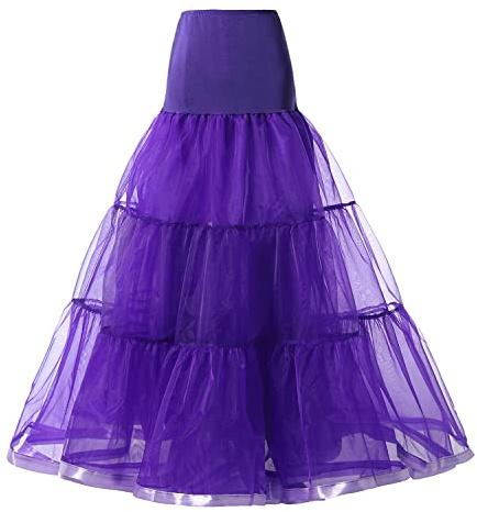 Alunsito Women's A-Line Swing Skirt Solid Mesh Tulle Skirt Pleated Long Petticoat Elastic Waist Skirt for Wedding Party Prom