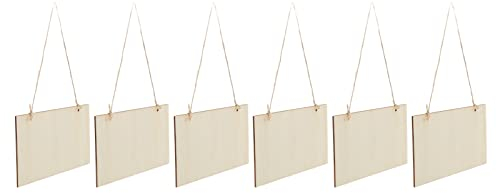 Unfertiges Hängendes Holzschild, 6er-Pack Rechteckige, Leere Holztafel-Banner mit Seil für DIY-Bastelarbeiten, Brandmalerei, Schreiben, Beige