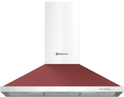 Nuevo SOLTHERMIC H8924 CAMPANA DECORATIVA ESTILO RUSTICO ROJA CON ACABADOS EN INOX/ANCHO 90 CM / 2 LAMPARAS LED/FILTROS METÁLICOS…