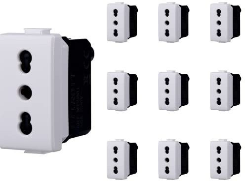 10 pcs Presa Bipasso Bianco, Compatibile Con Bticino Matix