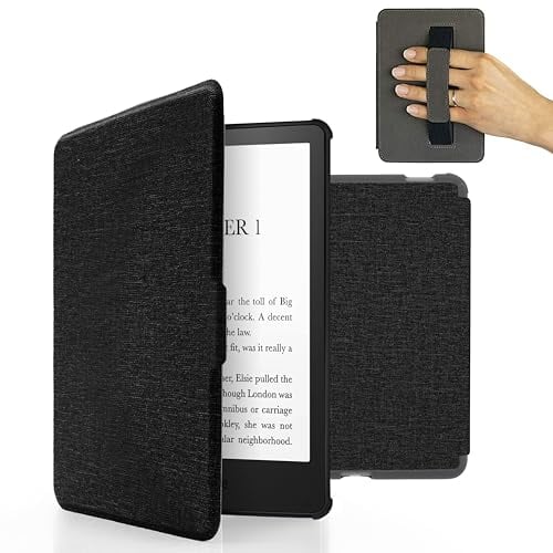 MyGadget Hülle für Tolino Vision 1 | 2 | 3 | 4 mit Handschlaufe & Auto Sleep | Wake Funktion - Flip Case in Schwarz