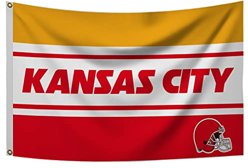 MOPIDICK Kansas-Flagge für Fußballmannschaft, 90 x 150 cm, mit Messingöse, 150D-Polyester, lebendige Farben, geeignet für drinnen und draußen