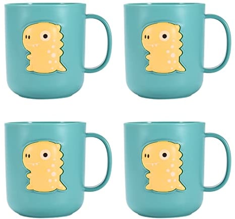WHOLE HOUSEWARES Tazas de dinosaurio personalizadas para niños, material plástico irrompible, perfectas para la hora del té y decoraciones de fiesta de dinosaurios, regalo para los fanáticos de los
