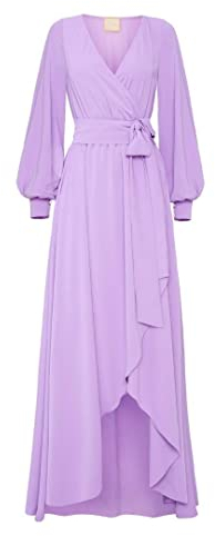 Swing Fashion Irmina | Lila | L Mujer Elegante Festivo Noche Novia Fiesta | Vestido Manga Púrpura | 40 (Largo)