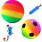 TZQFROCE 2 Stück Regenbogen Ball PVC Bouncy Rainbow Ball Kann Lagerung Gefaltet Werden Kinder Spielball Leuchtende Farben für Backyard Park und Beach Outdoor Fun