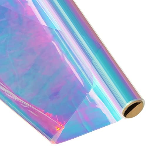 86CM x 15M Cellophanfolie Rolle, Irisierende Cellophan Transparent Geschenkfolie Regenbogen Zellophan Schillernd Verpackungsfolie Rolle Für Hochzeit, Blume, Geschenk Baskt, Leckereien, Weihnachten
