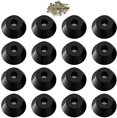 16 PCS Round Rubber Furniture Feet Pads with Screws,Table Leg Pads,Rubber Ends for Chair Legs (16, 30 x 19 x 13mm)