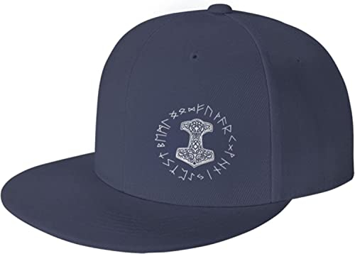 385 Baseballmütze Wikinger Mjolnir Und Runenrad Symbol Der Nordischen Mythologie Snapback Mütze Verstellbar Trucker-Kappe Sonnenschutz Basecap Kappe, Für Draußen, Damen, Jungen