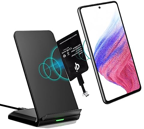 Wireless Charging Ladestation mit Qi Receiver USB-C, Kabellose Ladegerät Empfänger für Galaxy A53/A52/M31/M52/A71, OnePlus Nord 2, Redmi Note 11/10 und Andere Typ-C Android-Handy