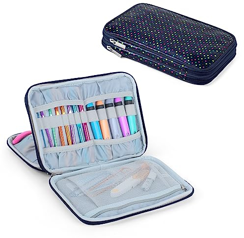 Teamoy Häkelnadeltasche, Reisetasche für Swing Häkelnadeln, beleuchtete Häkelnadeln, Nadeln (bis zu 20,3 cm) und Zubehör, Farbige Punkte (kein Zubehör im Lieferumfang enthalten)