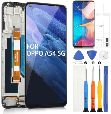 Bildschirm für Oppo A54 5G / A74 5G / A93 5G CPH2197 CPH2263 LCD Display für Oppo A54 5G Digitizer Touchscreen Ersatz Assembly mit Werkzeugen (6,5 Zoll, mit Rahmen, nicht für Version 4G)