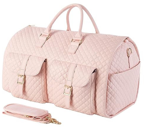 seyfocnia Umwandelbarer Reise-Kleidersack, Handgepäcktasche für Männer und Frauen, 2-in-1 Hängetasche, Anzug, Business-Reisetasche, Rosa, 2 Taschen, GZ, modisch