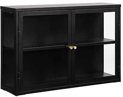 möbelando Vitrine >Calella< in Schwarz - 90x60x25 (BxHxT)
