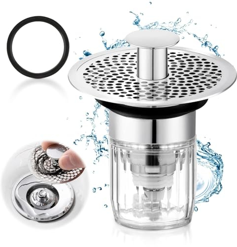 KWJEIULSOQ Waschbeckenstöpsel mit Haarsieb Waschbeckenstöpsel Abflussstopfen Stöpsel Universal Pop Up Waschbecken,Ablaufgarnitur Stöpsel Waschbecken Haarsieb 40mm,mit Dichtung