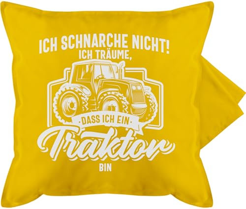 Shirtracer Kissenbezug - Traktoren - Kissen - Ich schnarche Nicht ich träume DASS ich EIN Traktor Bin weiß - 50 x 50 cm - Gelb - traktorkissen trecker kissenhüllen Landwirt Schnarchen kissenhülle