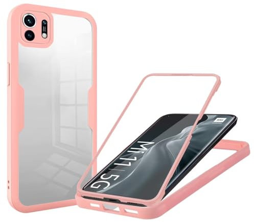 Haygdz Funda para Xiaomi Mi 11, 360 Grados Antichoque Protección Carcasa Fundas con Protector de Camara Antigolpes Bumper Xiaomi Mi 11 (Rosa)