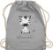Turnbeutel Rucksack - Zebra mit Name und Datum - Geburtstag Geburt Tiermotiv Geschenk - Unisize - Hellgrau