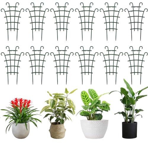 12pcs Treillis de Jardin pour Plantes, Treillis Plastique pour Treillis Plante Grimpante Exterieur Interieur, Tuteur Plante Grimpante,25,5x15,5cm Petits Treillis Jardin pour Monstera Tomate Pot Plante