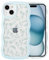 QLTYPRI for iPhone 13 Case/iPhone 14 Case, Cute Curly Wave Frame Clear Case for Girls Women, Flower Clear TPU Bumper Slim Soft Silicone Shockproof Phone Cover for iPhone 13/14 - Light Blue Floral