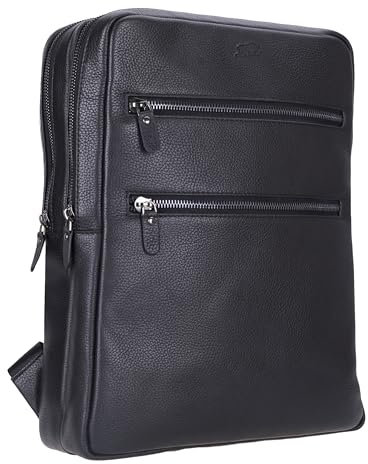 Solo Pelle Leder Rucksack I Backpack I Tasche Model: Castle aus echtem Leder (Matt Schwarz)