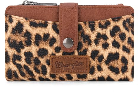 Wrangler Geldbörse für Damen, Kartenhalter mit Reißverschluss und Ausweisfenster, leopardenmuster, 6 X 4 X 1.2, modisch