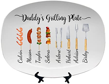 Personalisierte Papa Grillplatte, benutzerdefinierte BBQ Daddy Grillplatte, Vatertag Grillplatte Geschenk für Papa, Grill Geschenke, Grillplatte Gerichte Geschenkideen (Stil-06)