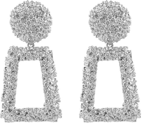Geometrische Dangle Ohrringe - Große Quadratische Hängende Ohrringe für Frauen, Trendiger Modeschmuck, Geschenk für Damen (Silber)
