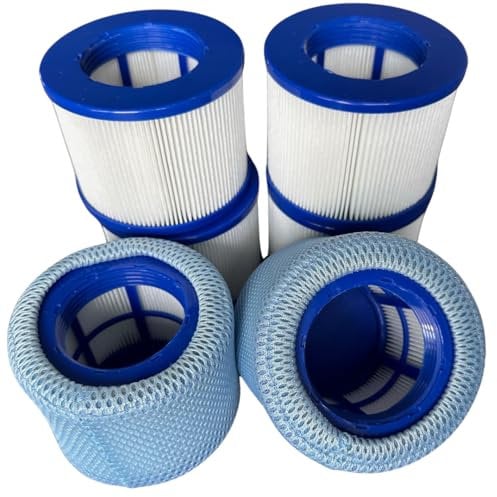 GAJA Filter Set 2in1 für aufblasbare Spa, Infinite Spa, 6 Filterkartuschen und 2 Schutznetze für Clever Spa u. Whirlpool Filter Spa Zubehör Ersatz Filter aufblasbare Pools