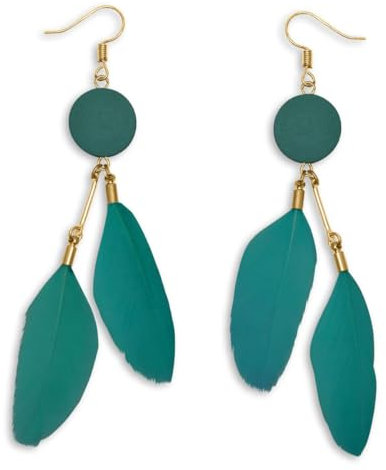 Soul-Cats 1 Paar pastell farbene Feder Ohrringe für Damen im Boho Style, Farbe: türkis