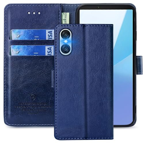 FMPCUON Hülle für Sony Xperia 5 V Handyhülle [Standfunktion] [Kartenfach] [Magnetverschluss] Tasche Flip Case Schutzhülle lederhülle klapphülle für Sony Xperia 5 V Blau