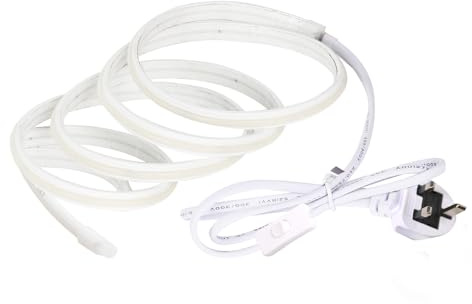 pcningled 240v led Strip Lights COB Self - Adhesive 2M AC 220V IP67 Waterproof 3000K Warm White with UK Plug, Easy - Install for Indoor and Outdoor(Warm White, 2M)