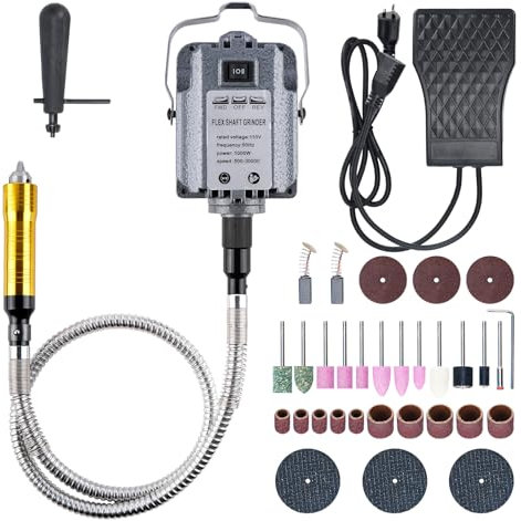 YAGEANNL 1000W Trotary Tool Flex Shaft Hanging Grinder Carver Electric,Multi-Function Metalworking Jewelry Tool Repair Kit 30000RPM Flex Shaft Rotary Tool for Carving,Buffing,Sanding