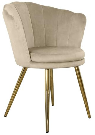 Poltrona Relax da Camera Soggiorno Cucina a Conchiglia con Gambe Oro Atene Beige