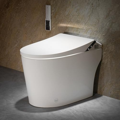 Iha Intelligente Toilette mit Bidet integriert, Toiletten mit Tank, automatisches Öffnen Schließen, automatische Spülung, Fußsensor, beheizter Sitz, warmes Wasser, Schaumspender, längliche Bidets