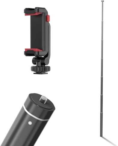 ST-06S Smartphone Selfie Stick: Extra Long Selfie Stick 160 cm with Tilting Phone Holder - Vertical and Horizontal Film - Sturdy Aluminium - Black