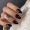 SXVME Black False Nails Coffin Medium Short Press on Nails Glossy Gel Full Cover Fake Nails for Women, Short Ballerina Acrylic Nails for Daily Wear 24 Pcs