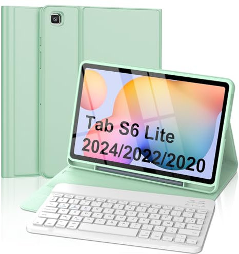 FOGARI Tastatur für Samsung Galaxy Tab S6 Lite 10,4 Zoll 2024/2022/2020, AZERTY, Französisch, abnehmbar, kabellos, Bluetooth, für Galaxy Tab S6 Lite, Grün