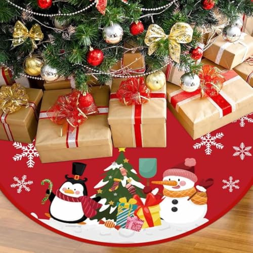 Falda de Árbol de Navidad, 90cm / 36 Inch Tela navideña para Base de árbol Cubre Pie Alfombra para Navidad Fiesta de año Nuevo Vacaciones en Casa Decoración(Rojo)