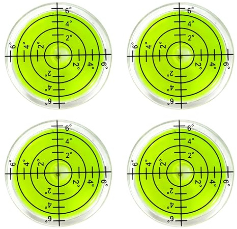 4 Stück Libelle Wasserwaage Ø 32 mm Mini Wasserwaage Rund Kreuzwasserwaage mit Luftblase – Wohnwagen Wasserwaages für Wohnmobil, Kamera, Camper, Videoprojektor, Bilderrahmen und mehr
